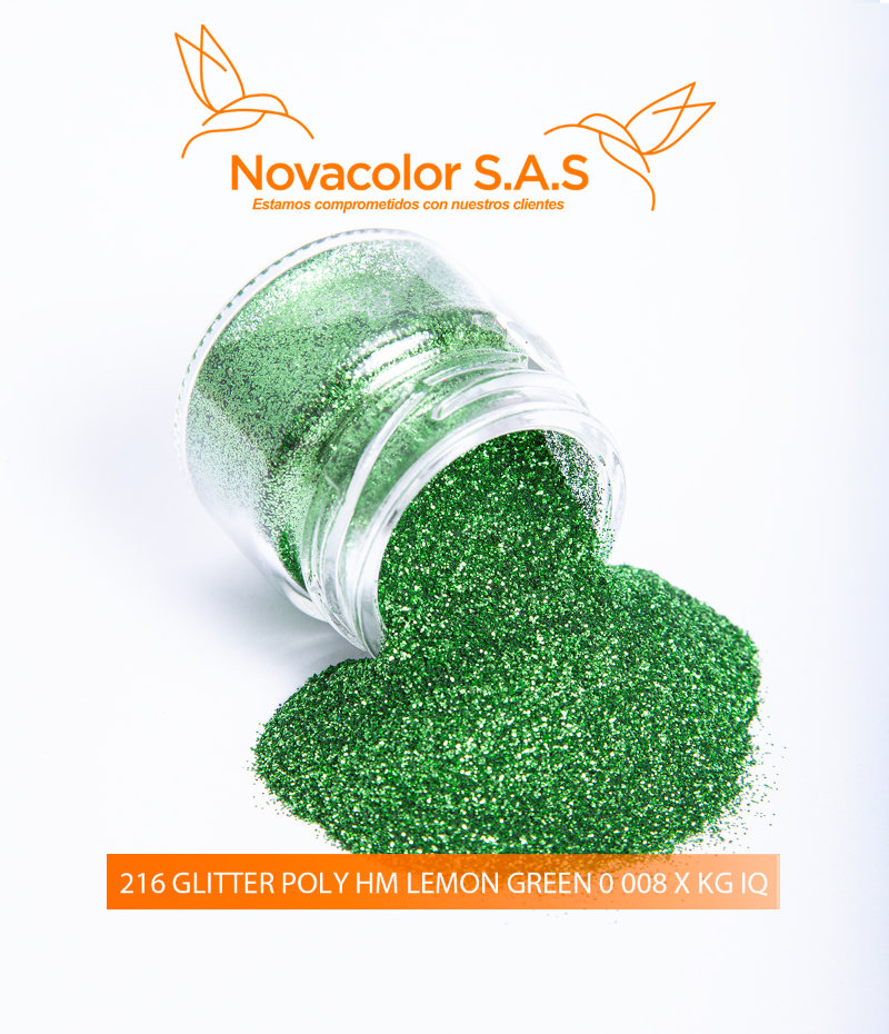 216 GLITTER POLY HM LEMON GREEN 0 008 X KG IQ