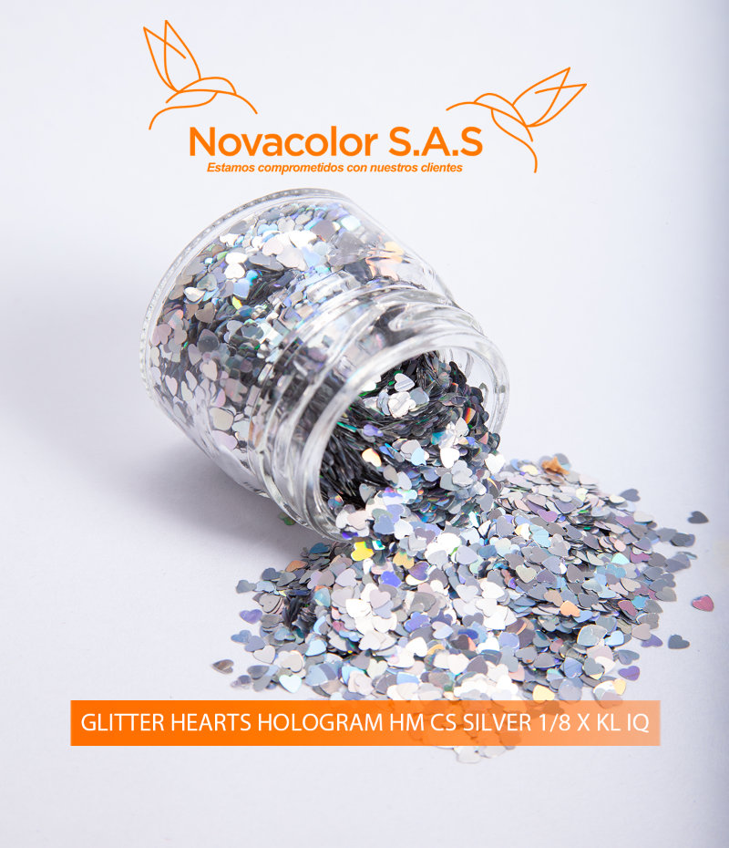 GLITTER HEARTS HOLOGRAM HM CS SILVER 1/8 X KL IQ
